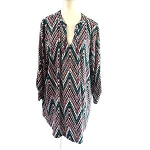 White Birch Multicolor Geometric Blouse Size 1X
